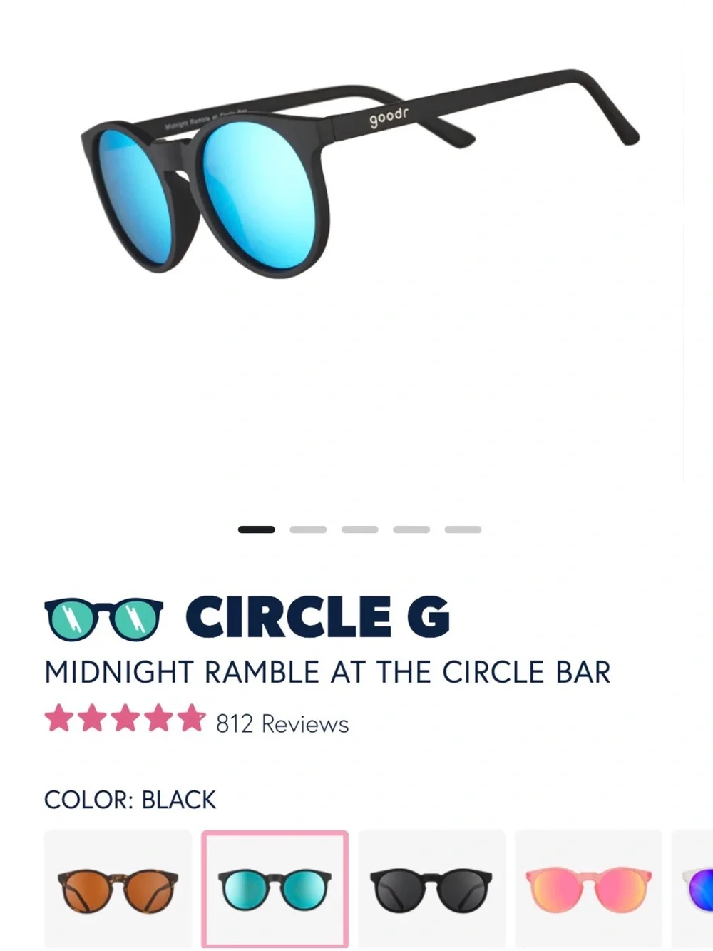 goodr Circle Gs - Black Frame Sunglasses with Blue Mirrored Lenses
